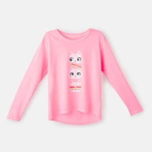 Camiseta Infantil Manga Longa Algodão Gata Summer
