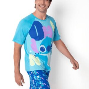 Pijama Manga Curta Algodão Masculino Stitch