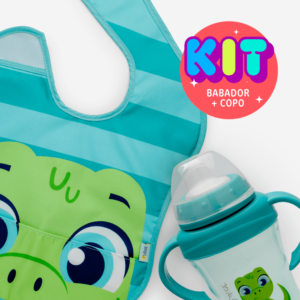 Kit Babador e Copo Transição Menino Dino