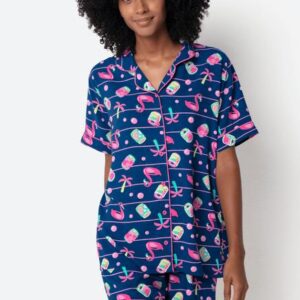 Pijama Manga Curta Viscose Feminino Panda Miami