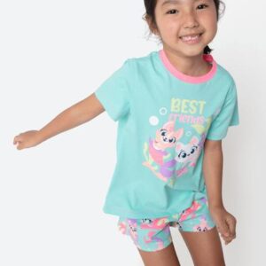 Pijama Manga Curta Algodão Menina Pet Sereia