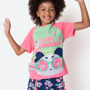 Pijama Manga Curta Viscolycra Menina Panda Miami