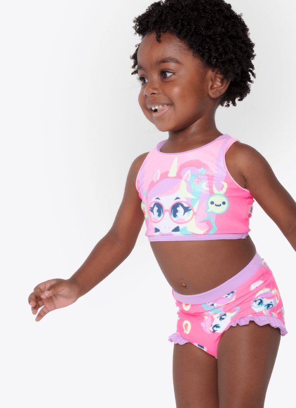 Biquini Bebê Menina com Proteção Solar Unicórnio Kawaii - Imagem 2