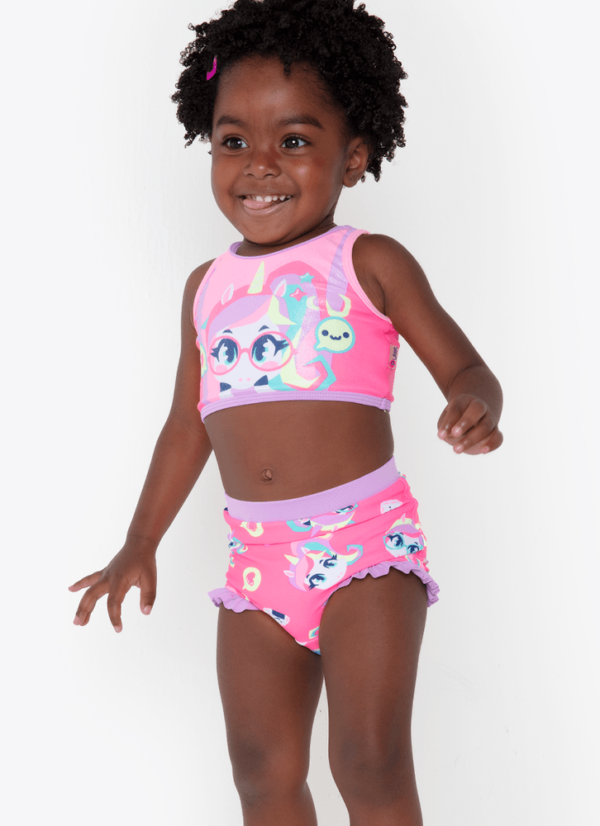 Biquini Bebê Menina com Proteção Solar Unicórnio Kawaii - Imagem 3
