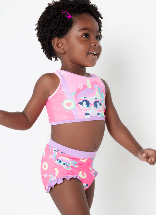 Biquini Bebê Menina com Proteção Solar Unicórnio Kawaii - Imagem 5