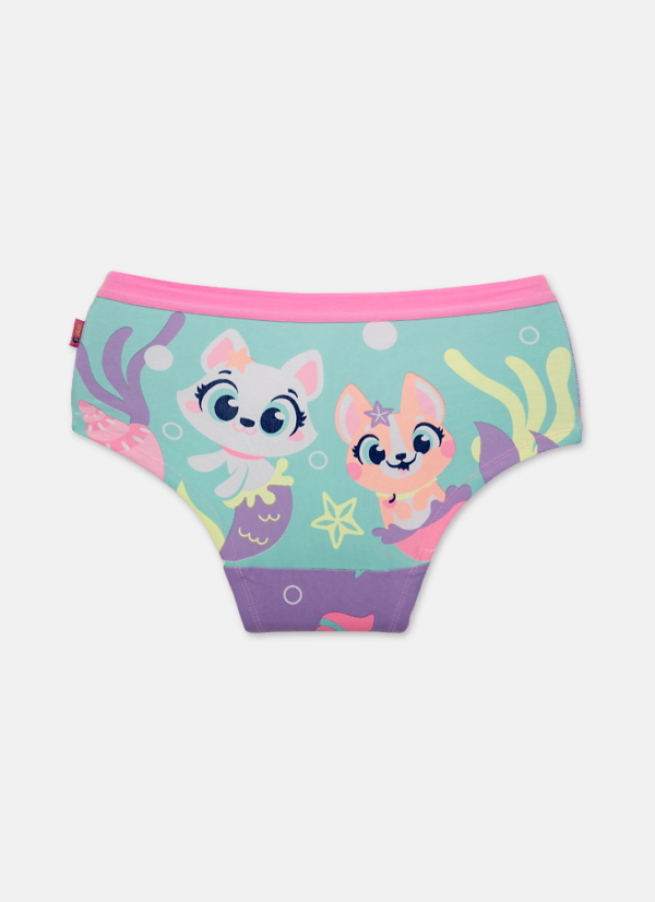 Calcinha Caleçon Algodão Feminina Estampada Pet Sereia - Imagem 2