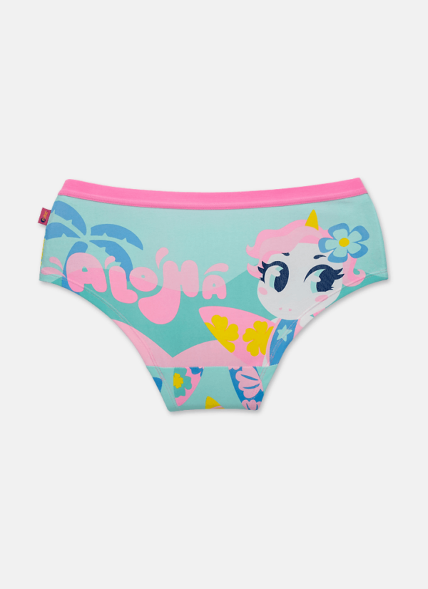 Calcinha Caleçon Algodão Feminina Unicórnio Aloha - Imagem 2