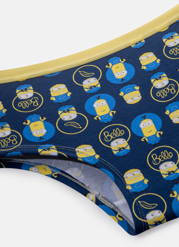 Calcinha Caleçon Algodão Feminina Azul Minions - Imagem 3