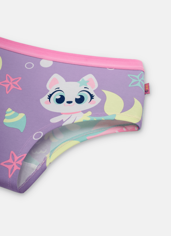 Calcinha Caleçon Algodão Feminina Estampada Pet Sereia - Imagem 3