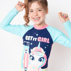 Camiseta com Proteção Solar Menina Unicórnio Skate