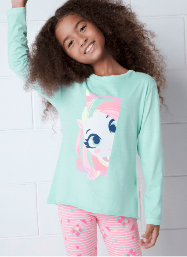 Camiseta Infantil Manga Longa Algodão Unicórnio Shine - Imagem 3