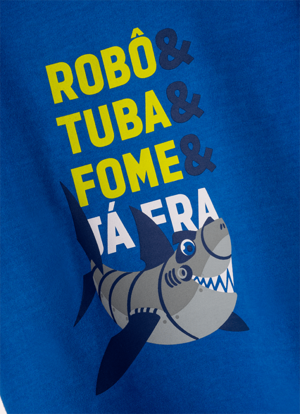 Camiseta Infantil Manga Longa Algodão Tubarão Robô - Imagem 5