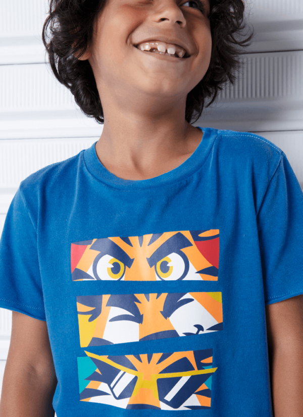 Camiseta Infantil Manga Curta Algodão Tigre Roar - Imagem 2