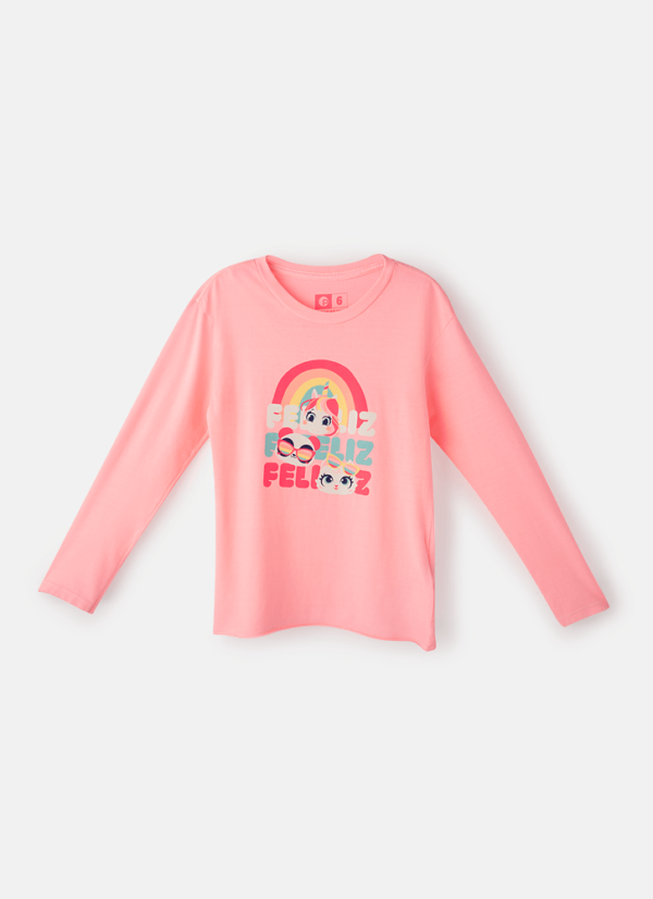 Camiseta Infantil Manga Longa Algodão Multibichos