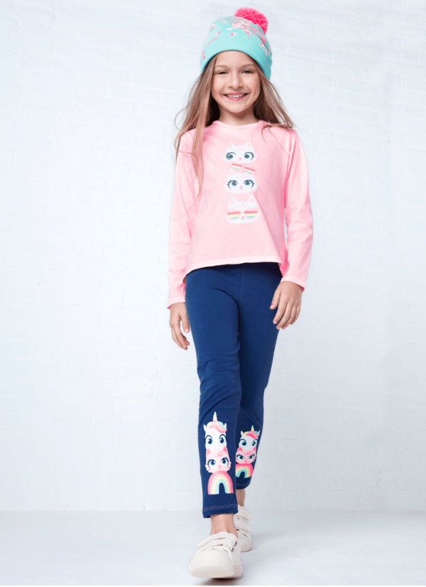 Camiseta Infantil Manga Longa Algodão Gata Summer - Imagem 5