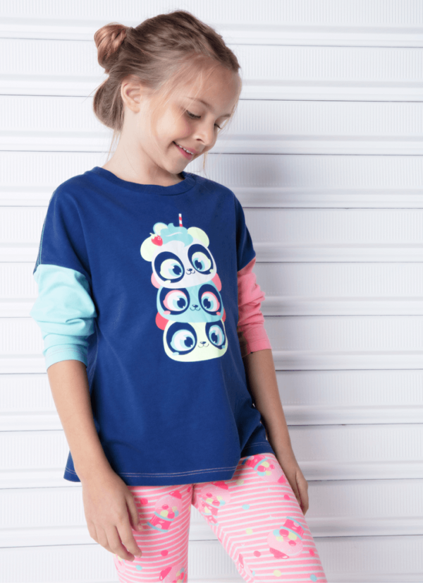 Camiseta Infantil Manga Longa Algodão Panda Shake - Imagem 4