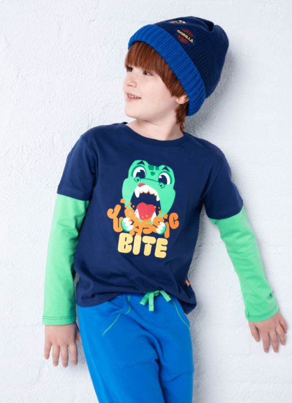 Camiseta Infantil Manga Longa Algodão Dino Food - Imagem 3