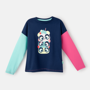 Camiseta Infantil Manga Longa Algodão Panda Shake