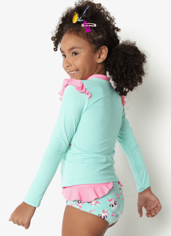 Camiseta Manga Longa com Proteção Solar Menina Unicórnio PopStar - Imagem 2