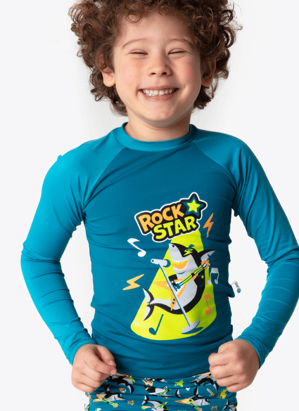 Camiseta Manga Longa Menino Tubarão Rockstar - Imagem 2
