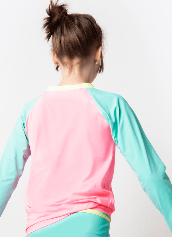 Camiseta Manga Longa com Proteção Solar Menina Color Block - Imagem 2