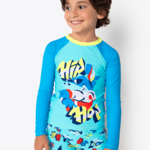 Camiseta Manga Longa Menino Tubarão Hip Hop