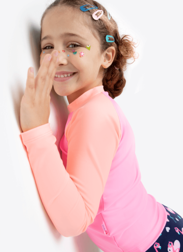 Camiseta Menina Com Proteção Solar Lisa - Imagem 2