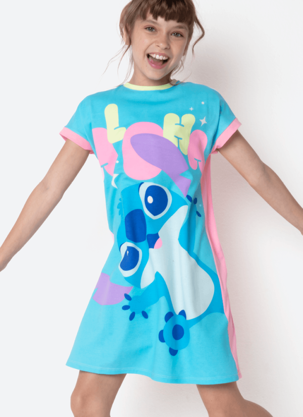 Camisola Manga Curta Viscolycra Menina Teen Stitch - Imagem 3