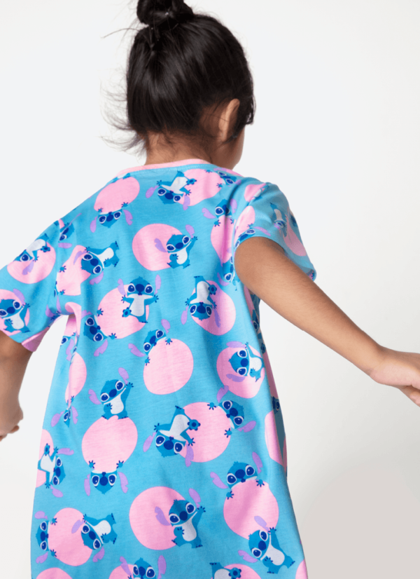 Camisola Manga Curta Algodão Menina Stitch - Imagem 4