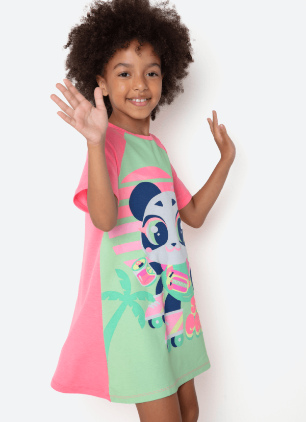 Camisola Manga Curta Viscolycra Menina Panda Miami - Imagem 3
