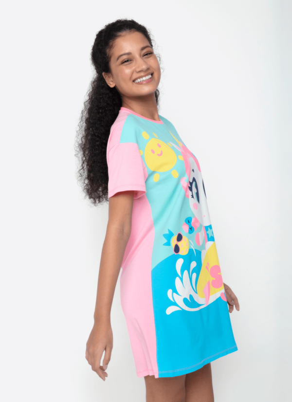 Camisola Manga Curta Viscolycra Feminina Unicórnio Aloha - Imagem 3