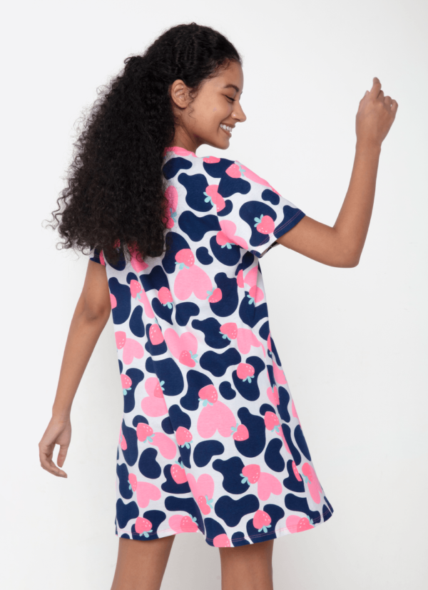 Camisola Manga Curta Algodão Feminino Vaca Romântica - Imagem 2