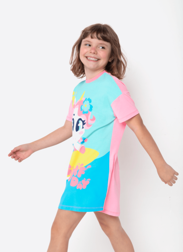 Camisola Manga Curta Viscolycra Menina Unicórnio Aloha - Imagem 2