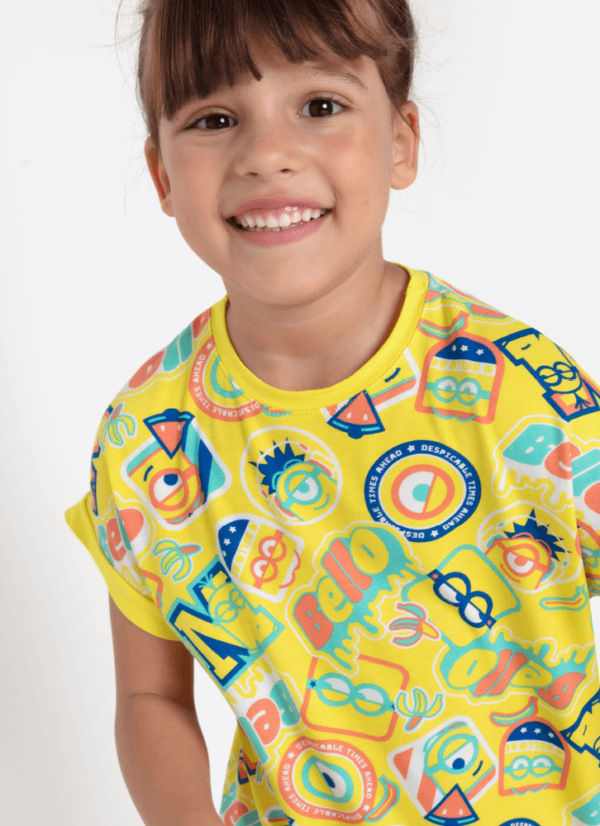 Camisola Manga Curta Viscolycra Menina Minions - Imagem 2