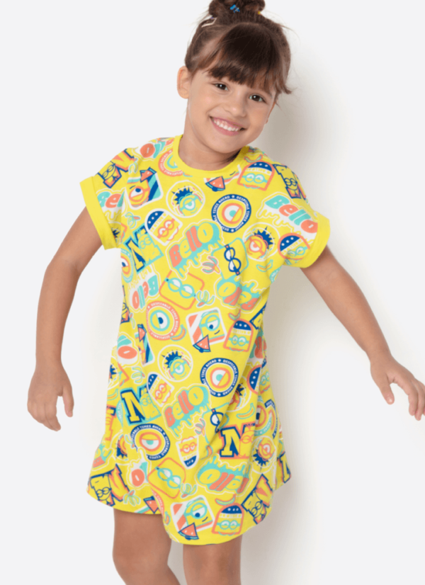 Camisola Manga Curta Viscolycra Menina Minions - Imagem 3