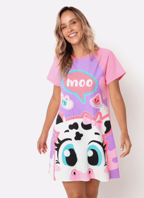 Camisola Manga Curta Viscolycra Feminina Vaca Patches - Imagem 3