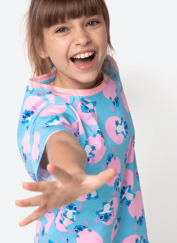 Camisola Manga Curta Algodão Menina Teen Stitch - Imagem 2