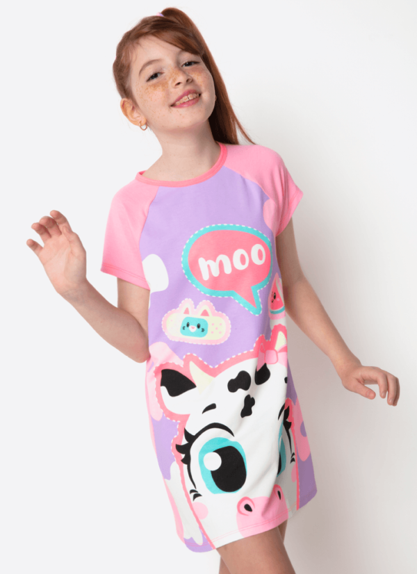 Camisola Manga Curta Viscolycra Menina Teen Vaca Patches - Imagem 2
