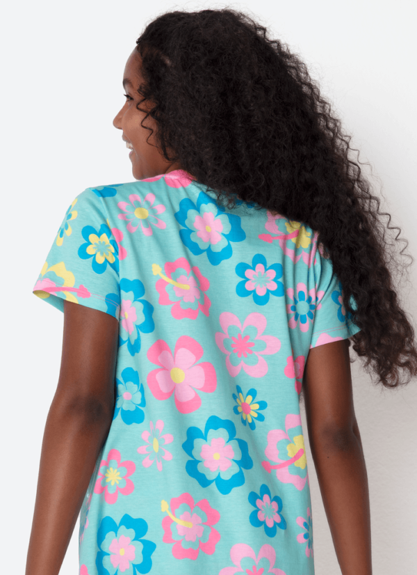 Camisola Manga Curta Algodão Menina Teen Unicórnio Aloha - Imagem 4
