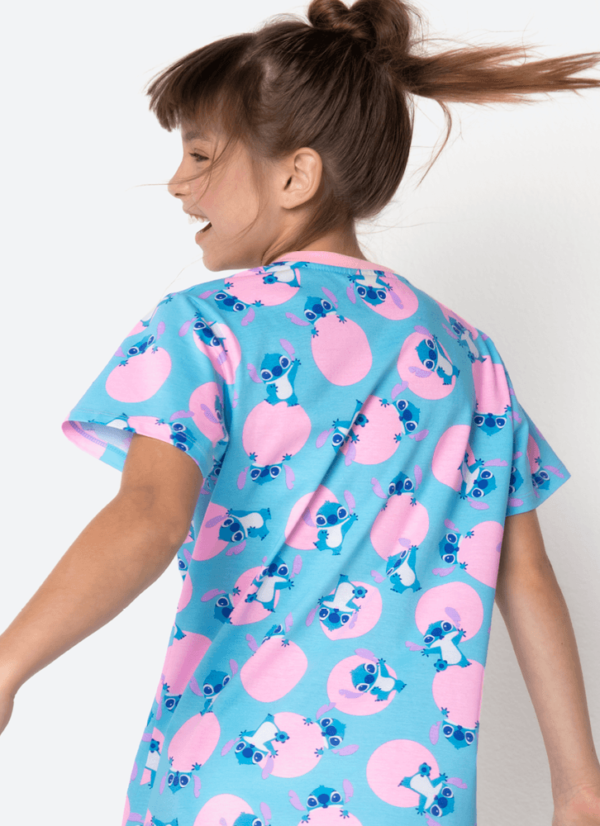 Camisola Manga Curta Algodão Menina Teen Stitch - Imagem 3