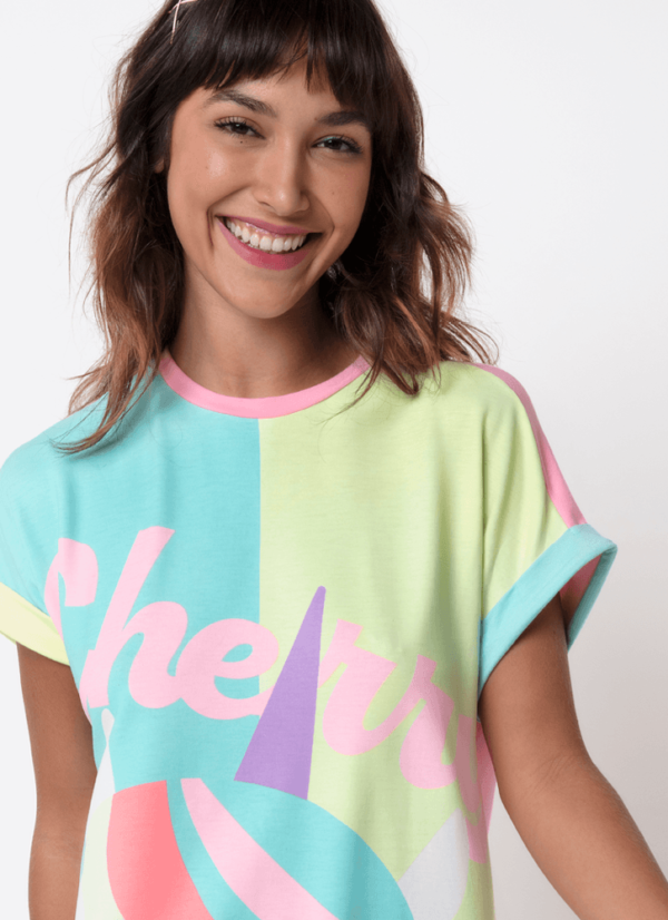 Camisola Manga Curta Viscolycra Feminino Unicórnio Cherry - Imagem 2