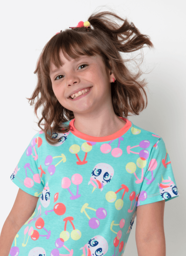 Camisola Manga Curta Algodão Menina Unicórnio Cherry - Imagem 2