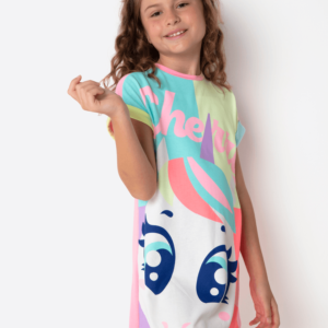Camisola Manga Curta Viscolycra Menina Teen Unicórnio Cherry
