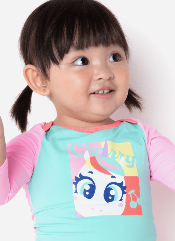 Conjunto Camiseta e Calcinha Com Proteção Solar Bebê Menina Unicórnio Cherry - Imagem 2