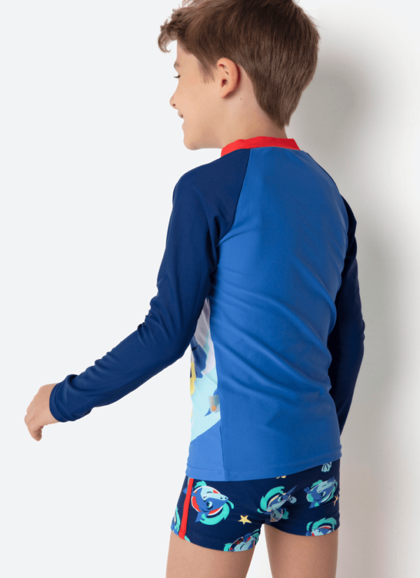 Conjunto Camiseta e Sunga Boxer Menino Tubarão Aloha - Imagem 4