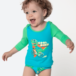 Conjunto Camiseta e Sunga Bebê Menino Dino Miami