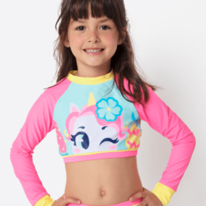 Conjunto Cropped e Calcinha Menina Unicórnio Aloha