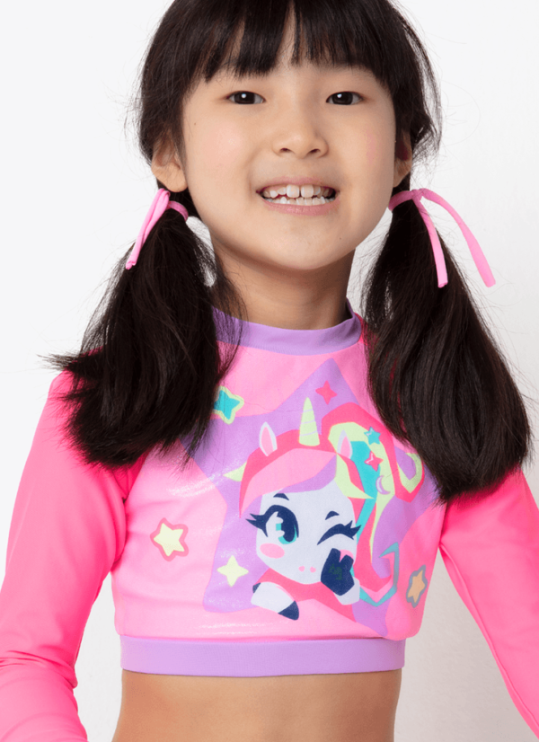 Conjunto Cropped e Calcinha Menina Unicórnio Kawaii - Imagem 2