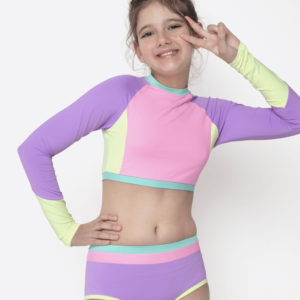 Conjunto Cropped e Calcinha Menina Teen Color Block