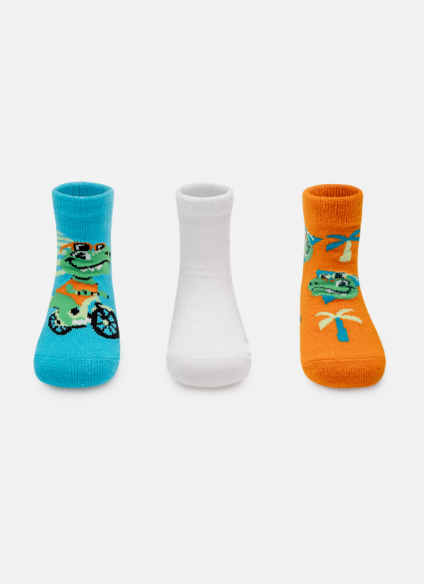 Kit com 3 meias Bebê Menino Dino Miami - Imagem 3